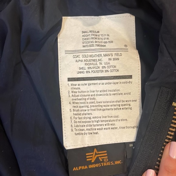 Alpha Industries | Men’s M-65 Field Jacket Navy Blue Small - Picture 3 of 10